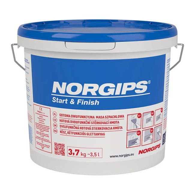 Færdig spartelmasse Norgips Start & Finish 3,7 kg