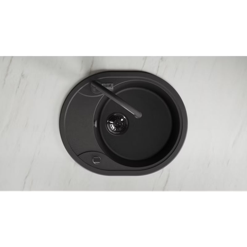 Granitvask Dafne 47x58 cm Sort med Afløbsplade