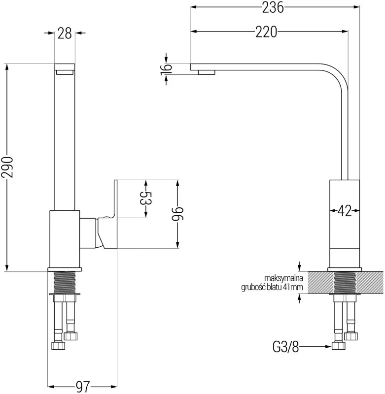 Granitvask Mario 2-Kammer 82x44 cm Grå med Armatur