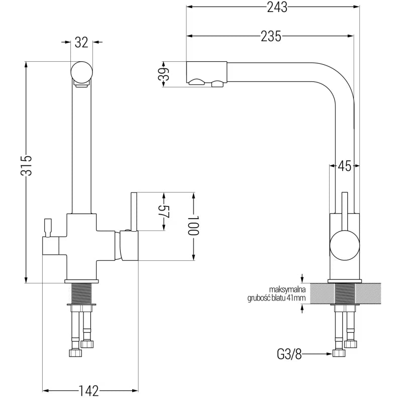 Granitvask Mario 2-Kammer 82x44 cm Hvid med Armatur