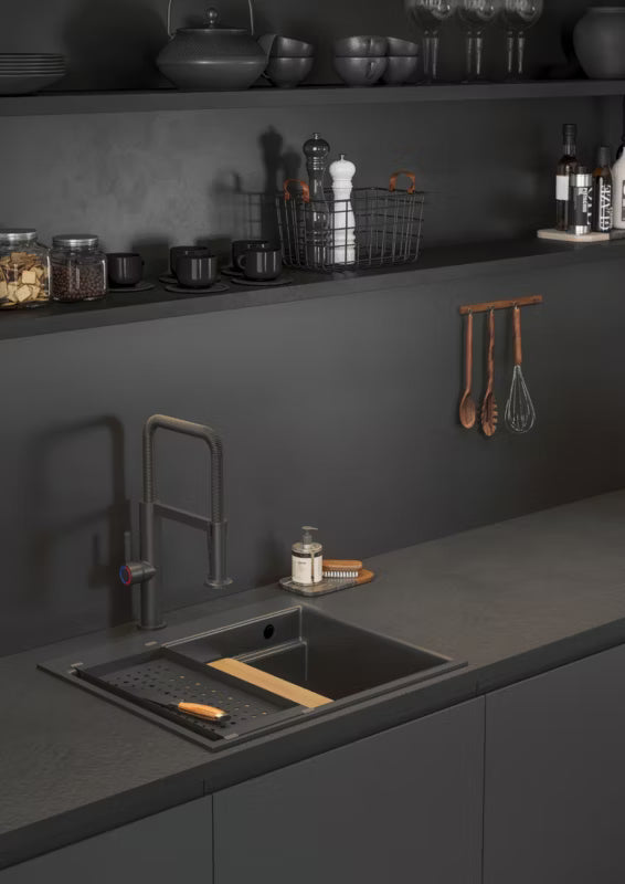 Granitvask Massimo 1-Kammer 56x48 cm Sort Metalik