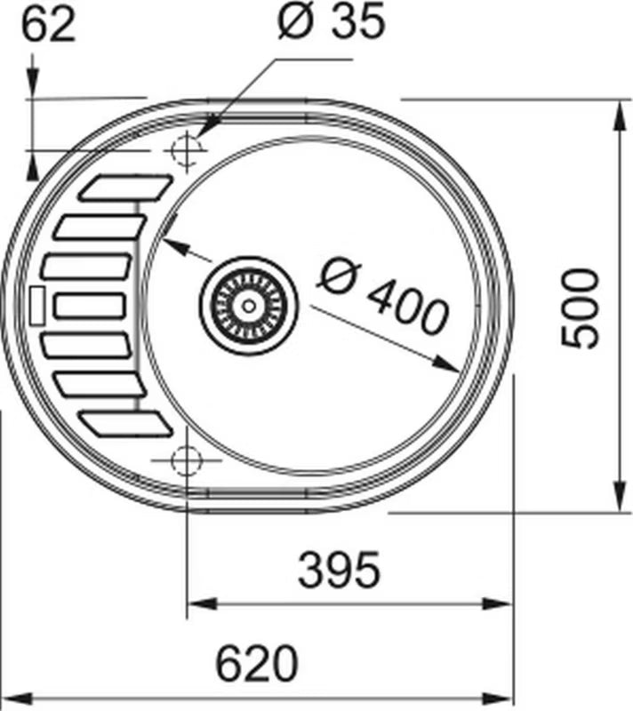 Granitvask Ronda ROG 611-62 62x50 cm Onyx med Afløbsbakke