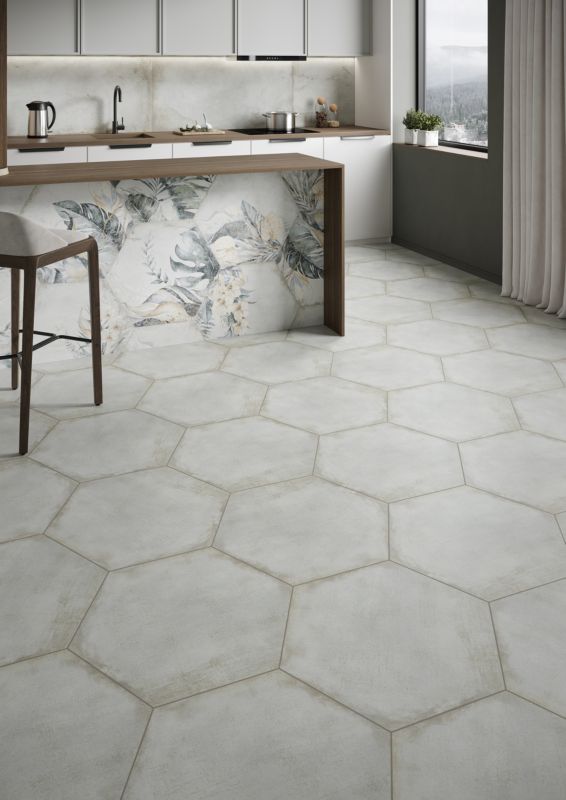 Frostbestandig Bastile Hexagon-gulvflise 52 x 60 cm hexagon grå