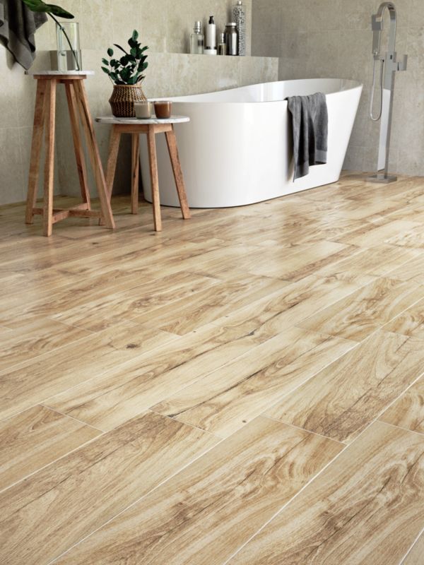 Frostbestandig porcelænsflise Poupia GoodHome 20 x 60 cm lys beige 1,44 m²