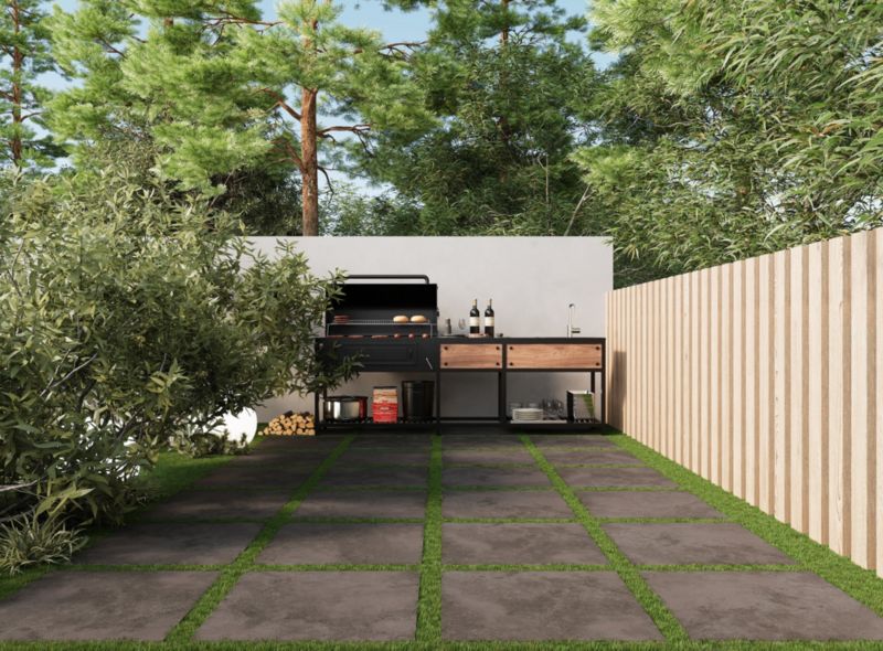 Frostsikker glaseret Birro-gulvflise 60 x 60 x 2 cm graphite