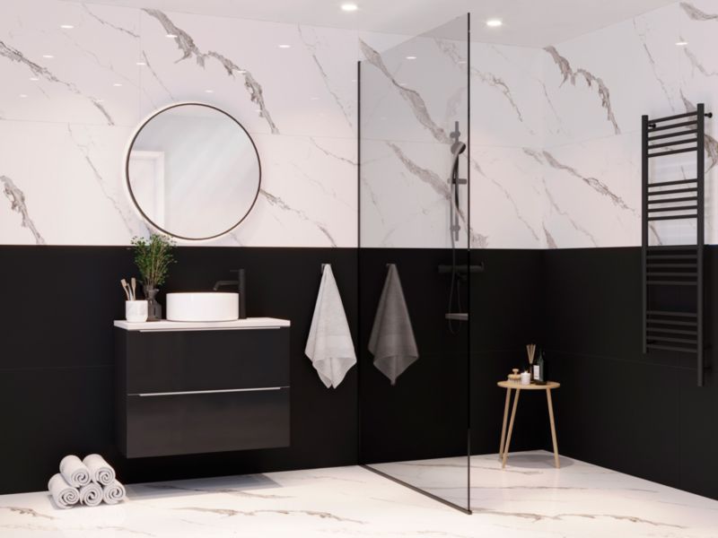 Frostsikker glaseret Elitum Slim porcelænsflise 60 x 120 cm sort 2,88 m²