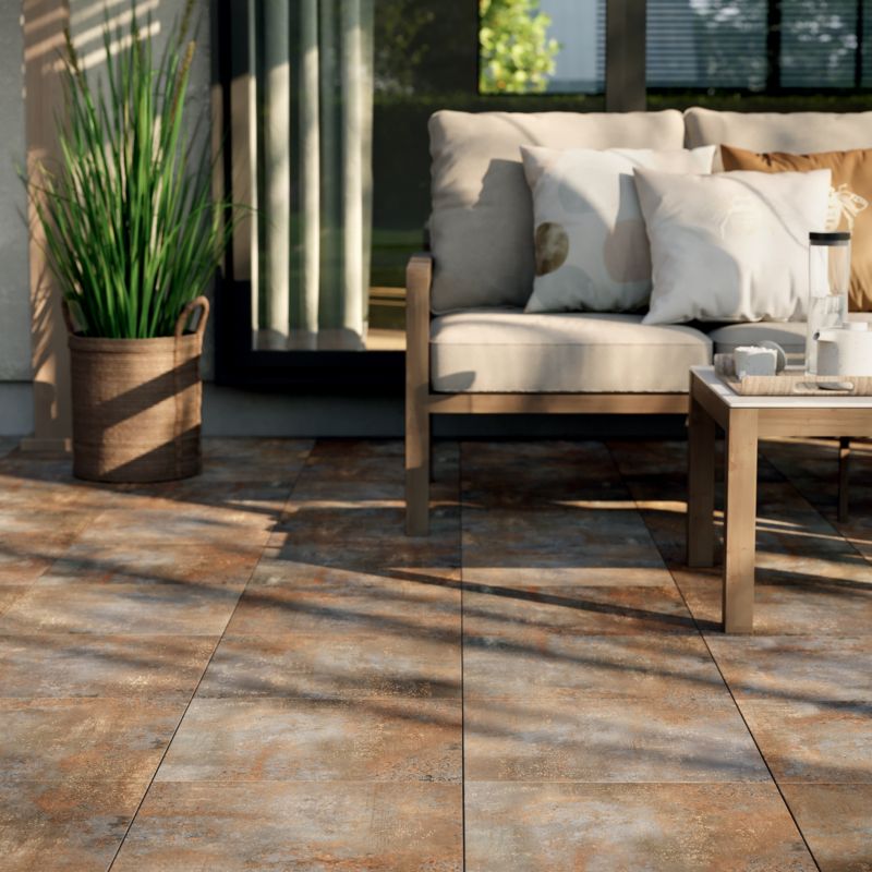 Frostbestandig glasurbelagt expedition-gulvflise 40 x 40 cm khaki 1,6 m²