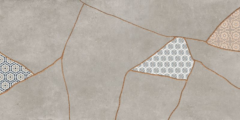 Frostbestandig glaseret porcelænsflise Ezra 60 x 120 cm grå patchwork 1,44 m²