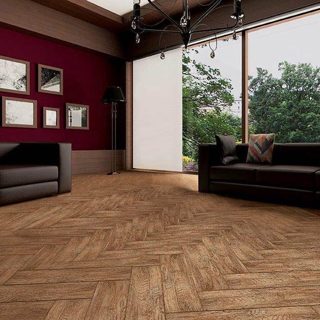 Frostbestandig og glaseret porcelænsflise Foresta 15,5 x 60,5 cm bronzo 0,94 m²