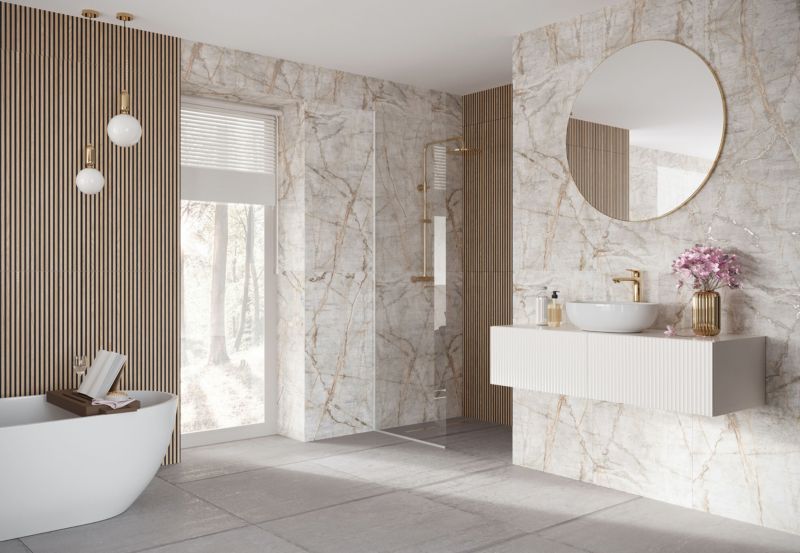 Frostbestandig glaseret Naturale porcelænsflise 60 x 120 cm white carving 1,44 m²