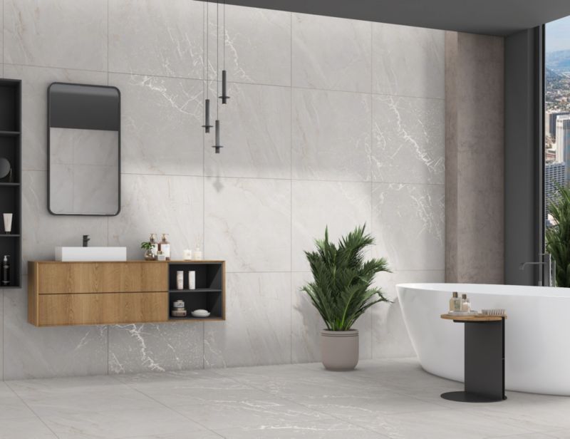 Frostbestandig glasurbelagt porcelænsflise Osaka 60 x 60 cm Bianco 1,44 m²