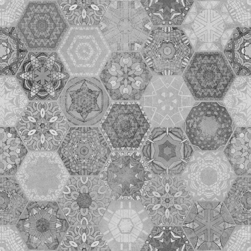 Frostbestandig glasurbelagt patchwork hexagon gulvflise 60 x 60 cm grå 1,44 m²