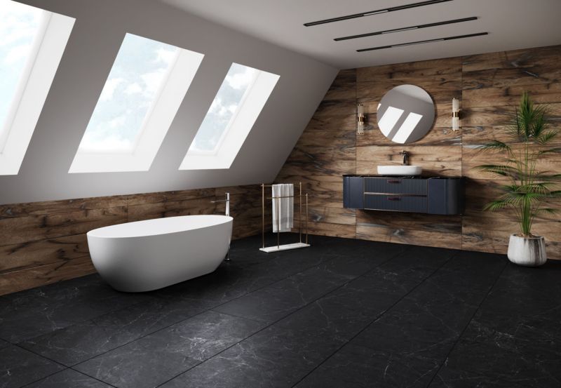 Frostbestandig glaseret porcelænsflise Preto 60 x 120 cm mat sort 1,44 m²