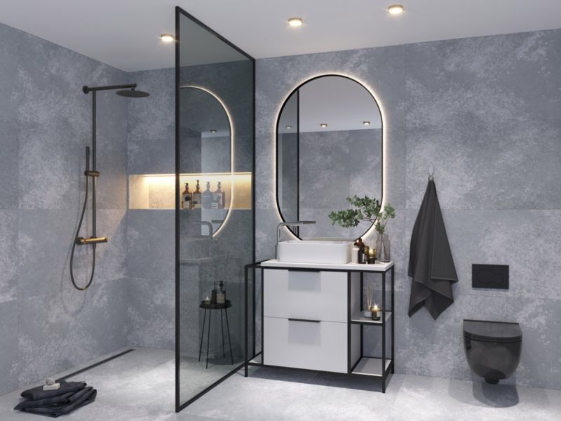 Frostbestandig, glaseret Slimtra-gulvflise 60 x 120 cm i sølv, 2,88 m²