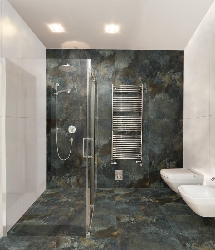 Frostbestandig glaseret Stainstone Ceramstic porcelænsflise 80 x 160 cm metal 2,56 m²