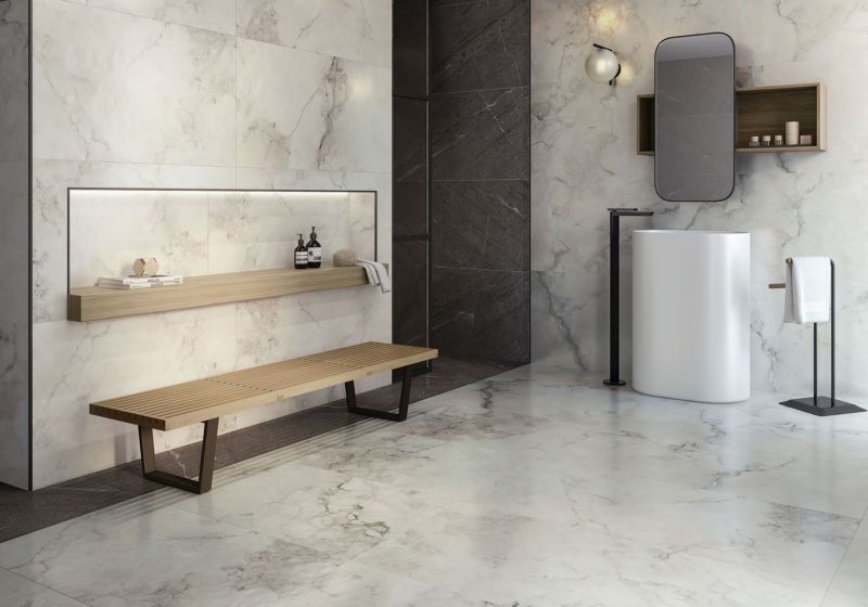 Frostbestandig glaseret vintage-gulvflise 60 x 120 cm white lapato