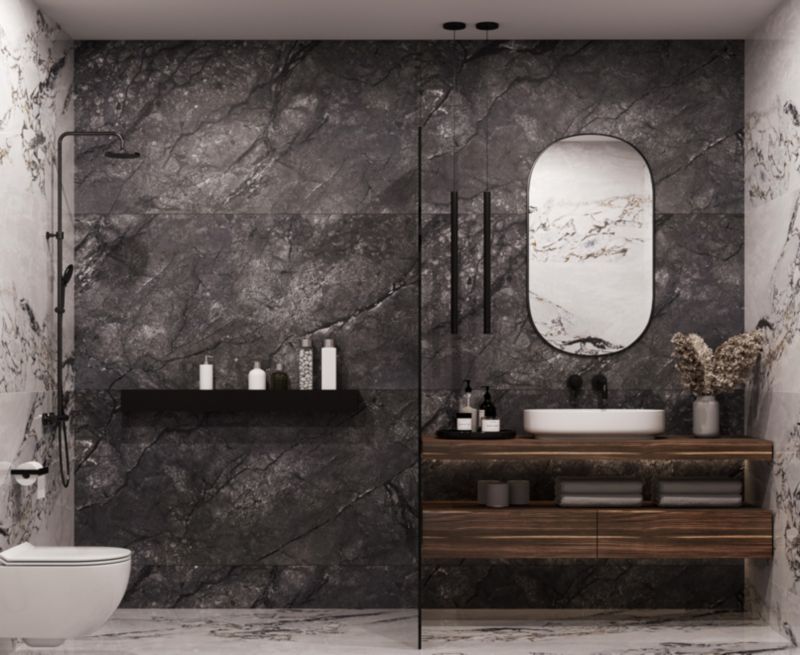 Riverstone storformatet porcelænsflise 80 x 160 cm sort 2,56 m²