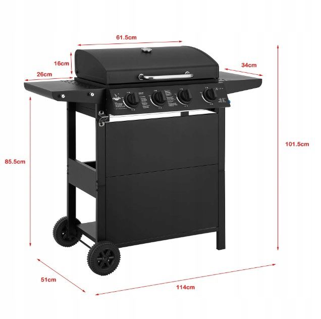 Gasgrill El Fuego SAN JOSE med 4 brændere, 1 stk.