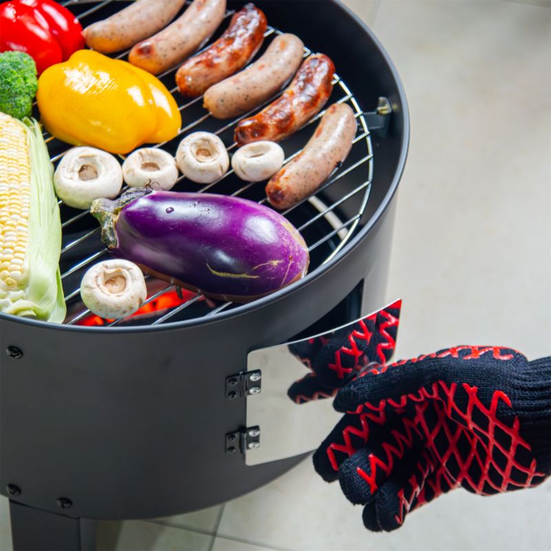 Kuglegrill med Røgovn 43x82 cm Sort Stål