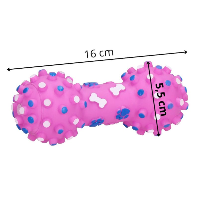 Springos bid, gummiknogle til hund, pibelegetøj, pink, 1 stk.