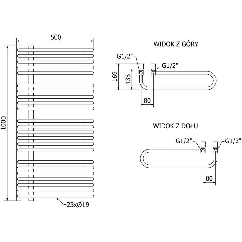 Mexen 1000x500 Amor badeværelsesradiator i mat-sort