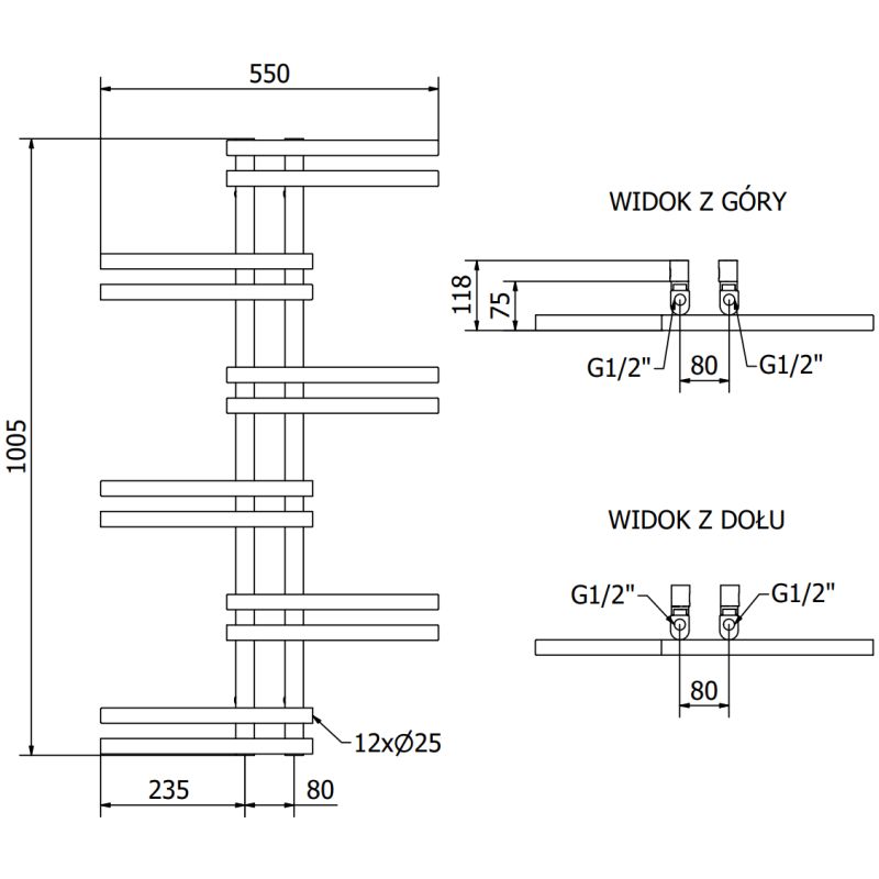 Mexen badeværelsesradiator 1005x550 Jari mat-sort