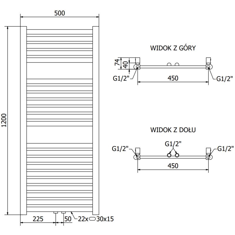Mexen Hades badeværelsesradiator 1200x500 mm i guld