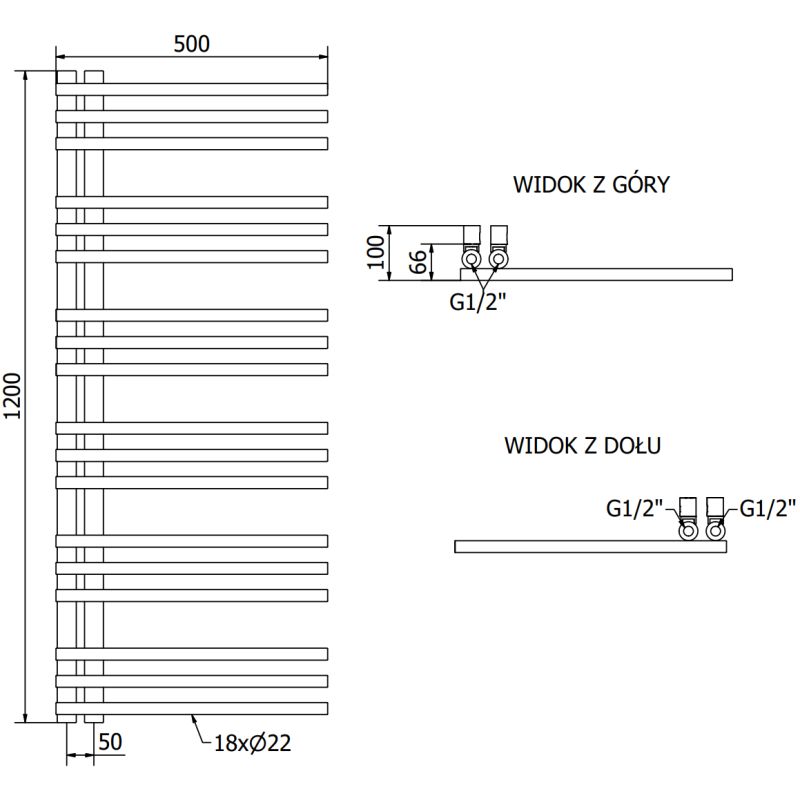 Mexen Neptun badeværelsesradiator 1200x500 mm hvid