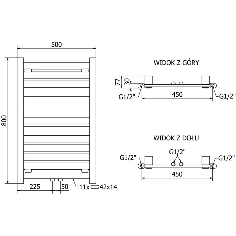 Mexen 800x500 uran hvid badeværelsesradiator
