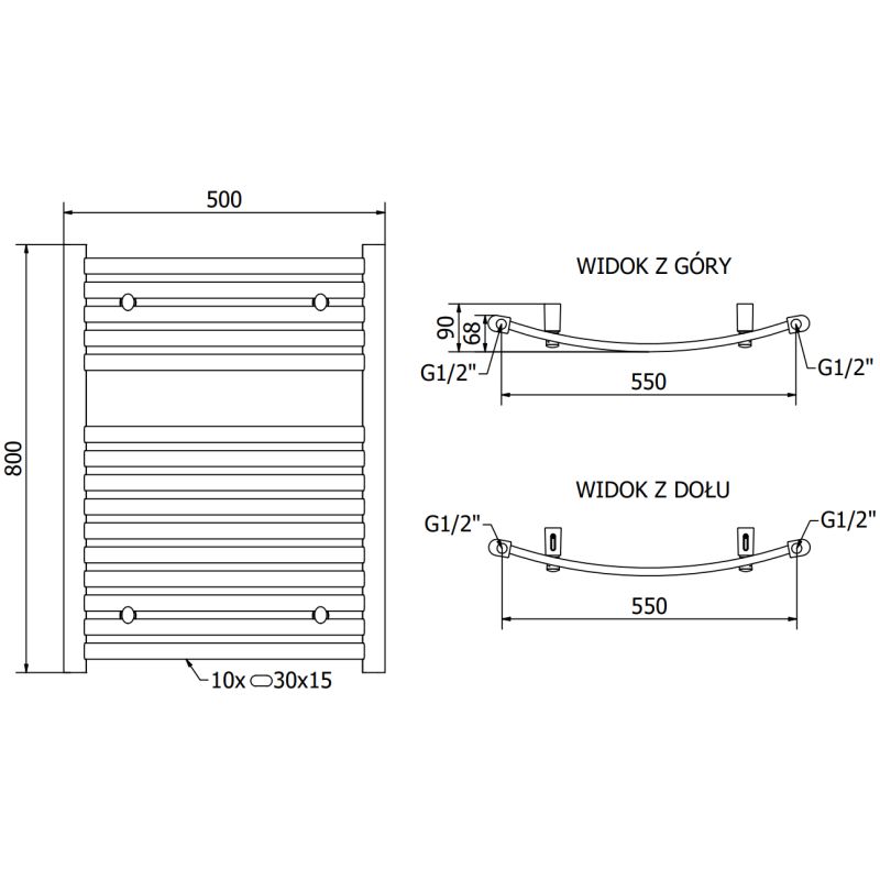 Mexen Helios badeværelsesradiator 800x600 i guld