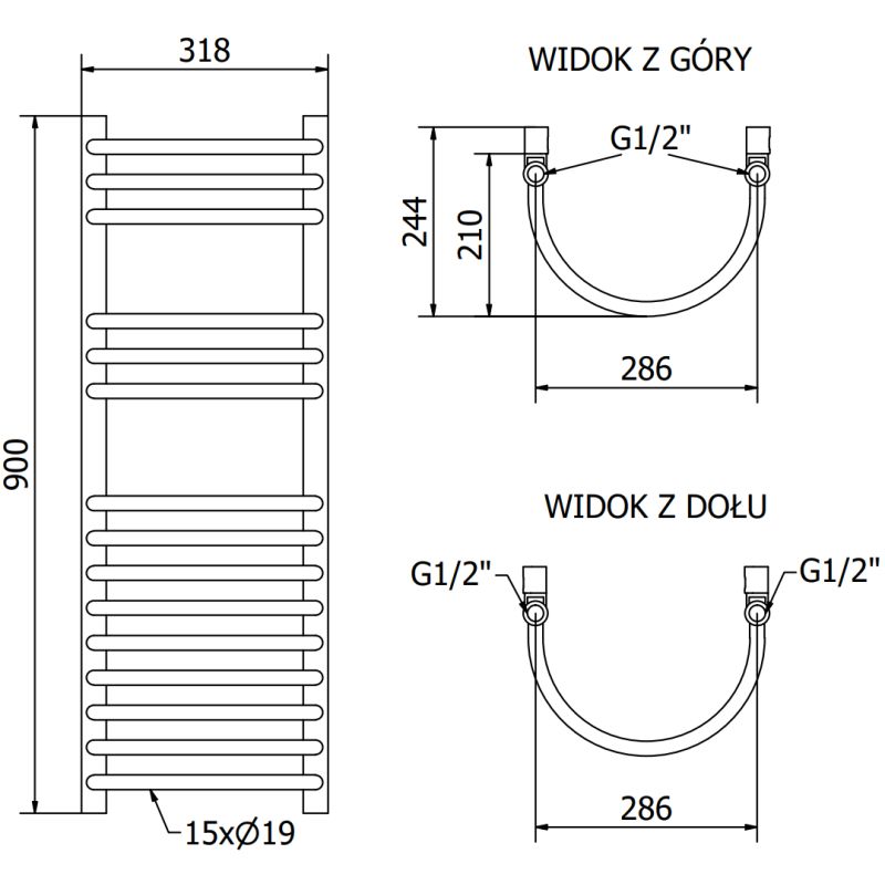 Mexen Eros badeværelsesradiator 900x318 sort