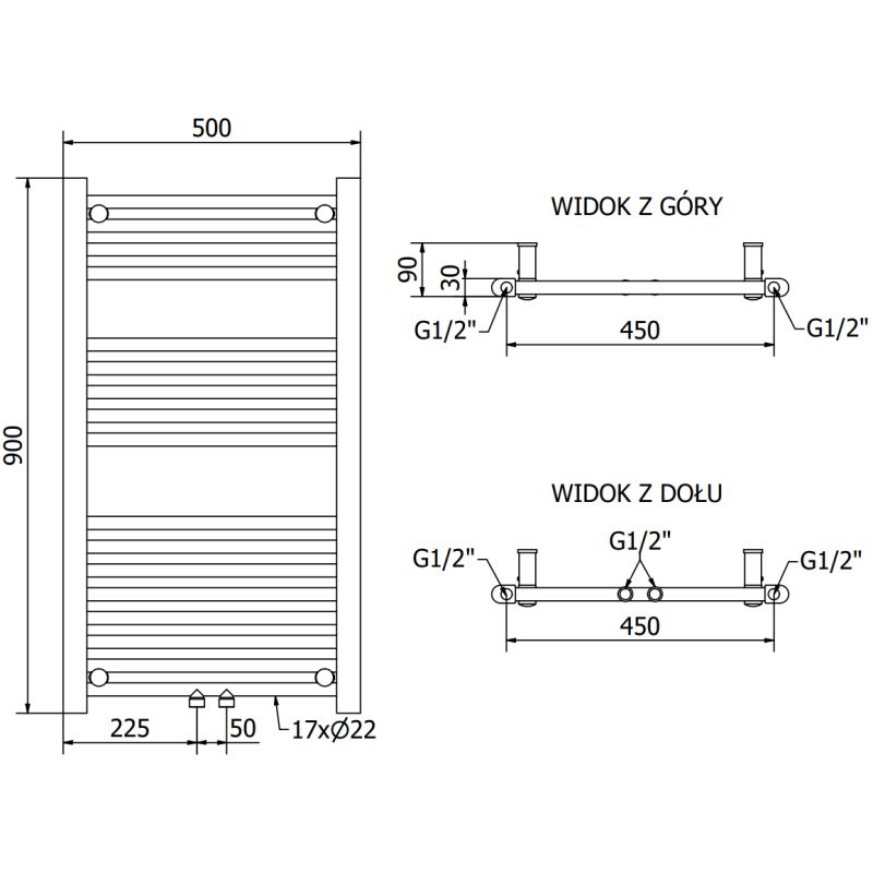 Mexen Mars badeværelsesradiator 900x500, krom