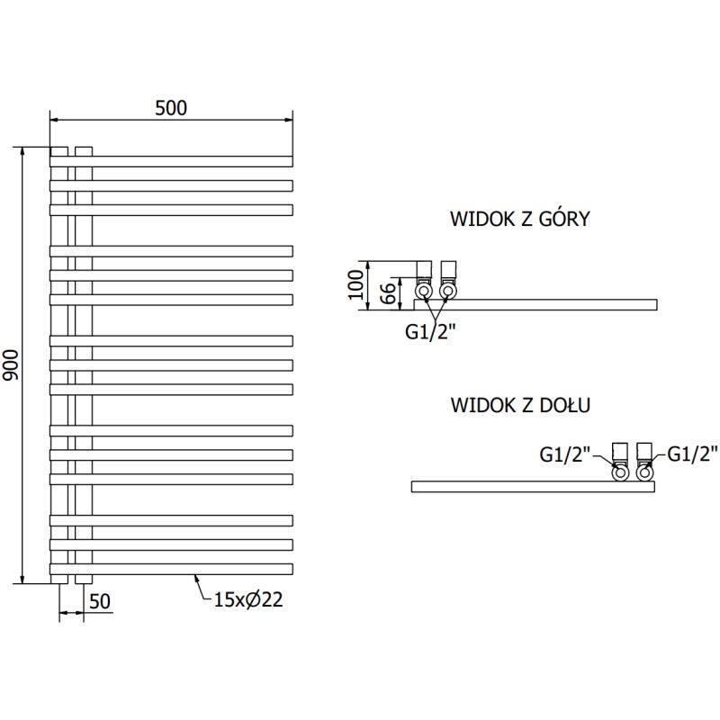 Mexen Neptun badeværelsesradiator 900x500 hvid