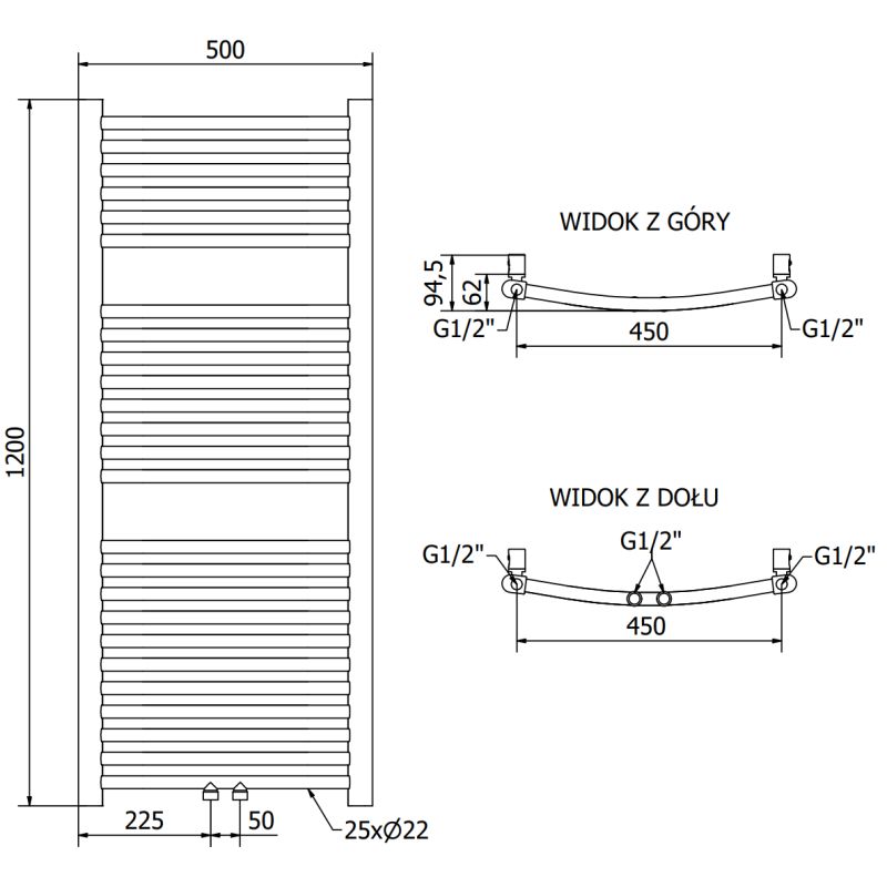 Mexen Ares badeværelsesradiator 1200x500 mm i guld