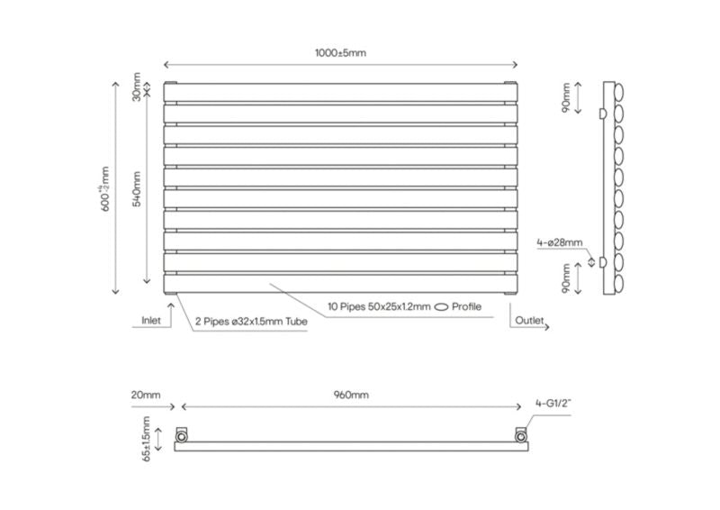 Dekorativ radiator GoodHome Wickham 60 x 100 cm hvid
