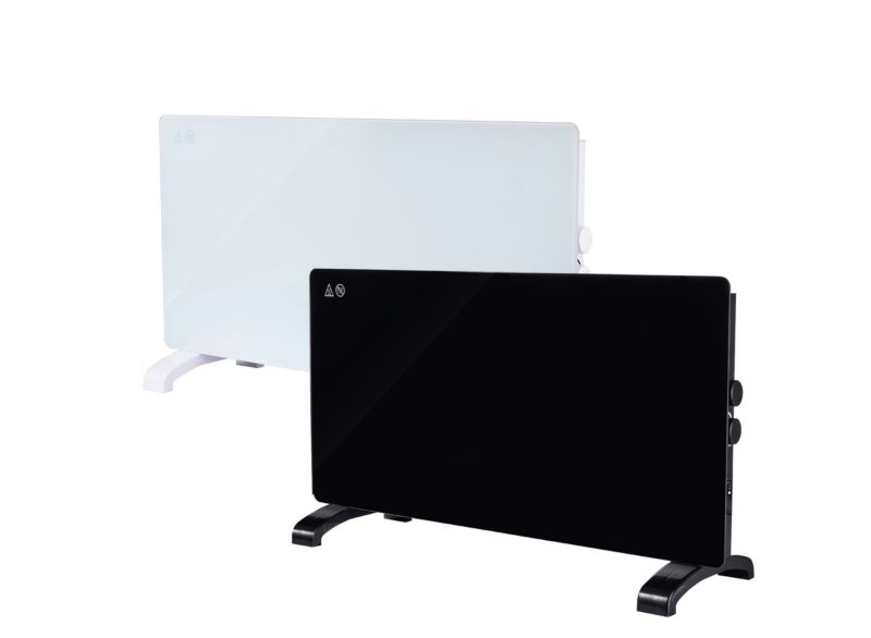 Bærbar elektrisk konvektorvarmer MOTESSI 2000W i hvidt hærdet glas - 1 stk.