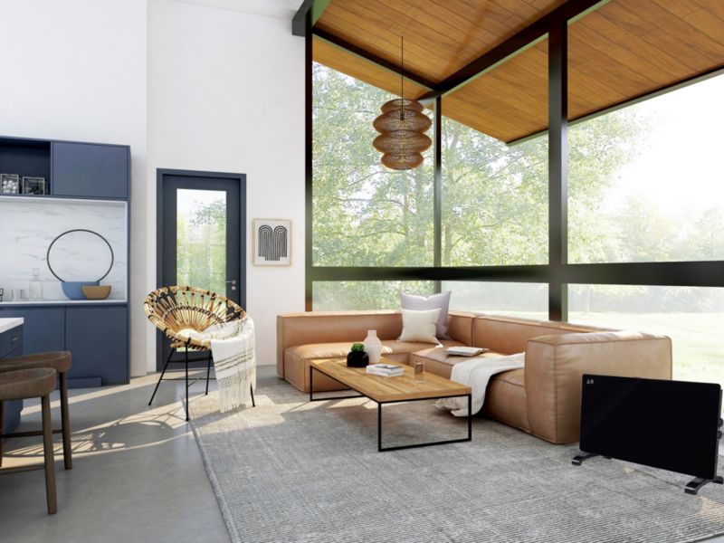 Bærbar elektrisk konvektorvarmer MOTESSI 2000W i sort glas - 1 stk