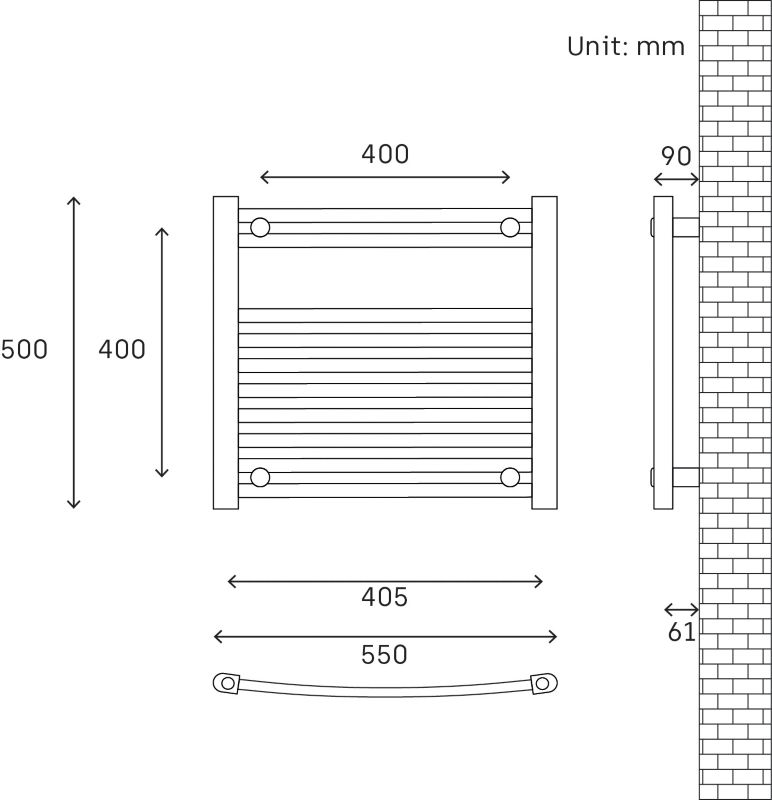 Flomasta Profil badeværelsesradiator 50 x 55 cm hvid