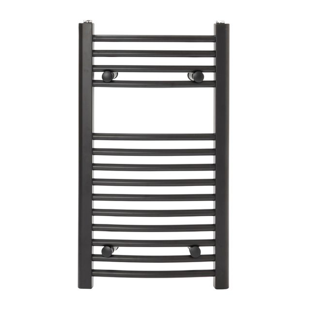 GoodHome profilvarmet sort badeværelsesradiator 70 x 40 cm