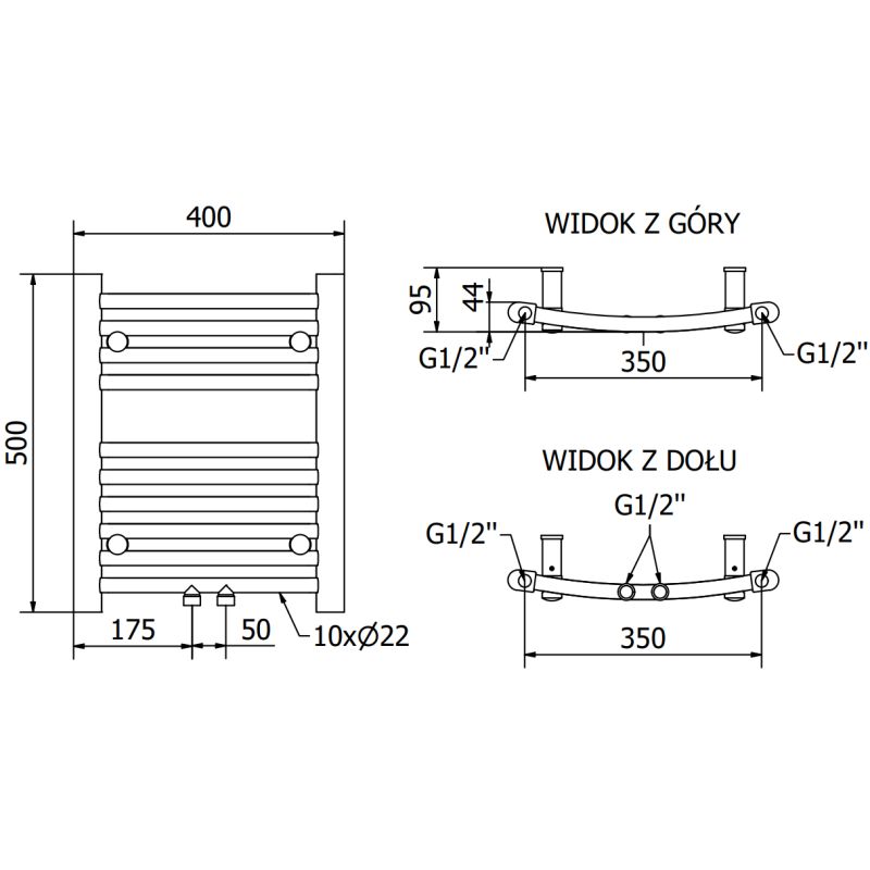 Mexen Ares badeværelsesradiator 500x400 i guld