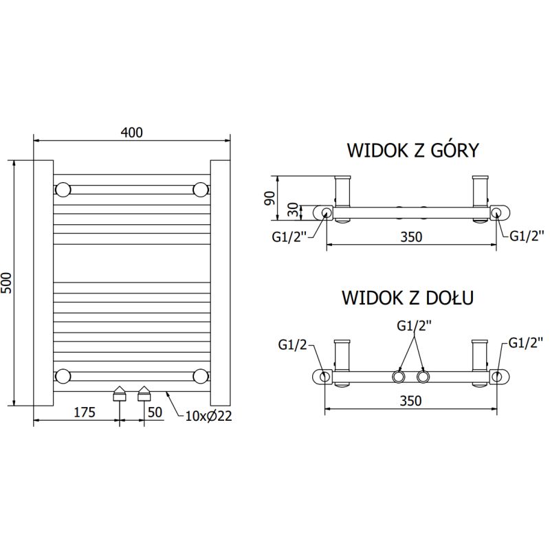 Mexen 500x400 kromet badeværelsesradiator
