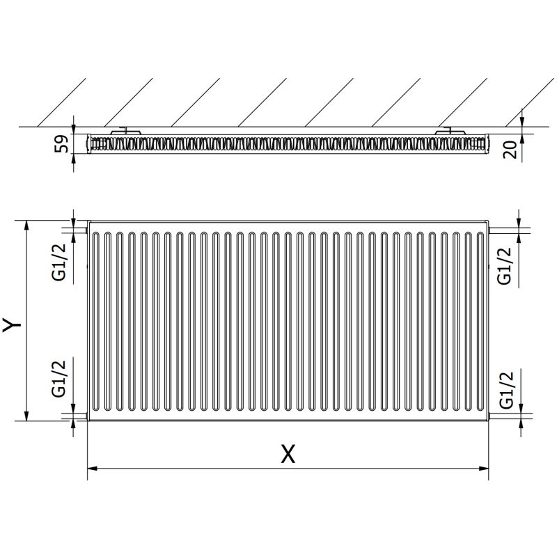 Mexen panelradiator 300x700 hvid 342 W 1 stk.