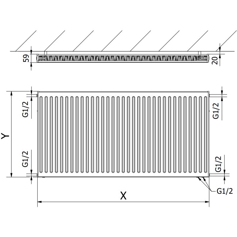 Mexen panelradiator 900x800 hvid 1019 W 1 stk.