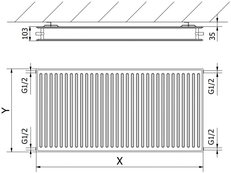 Mexen Hygiene CH20 panelradiator 600 x 400 hvid 440 W