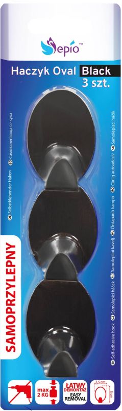 Oval stålkrog 3 stk. sort
