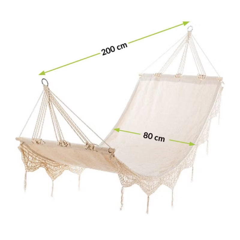 Hængekøje 200x80 cm Beige Bomuld Boho