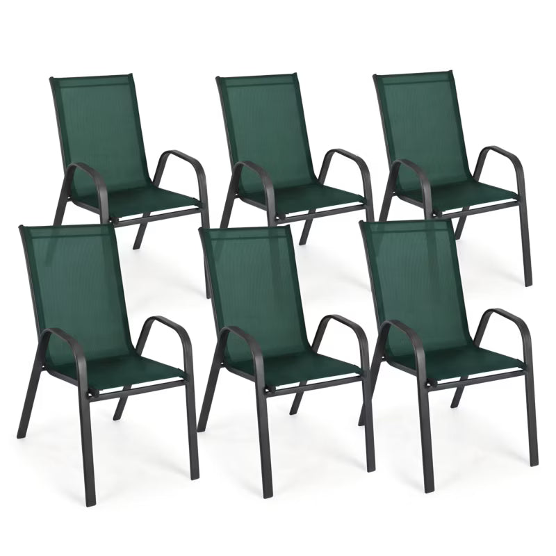 Havebordsstol Metal 55x80x89 cm Sort 6 Stk.