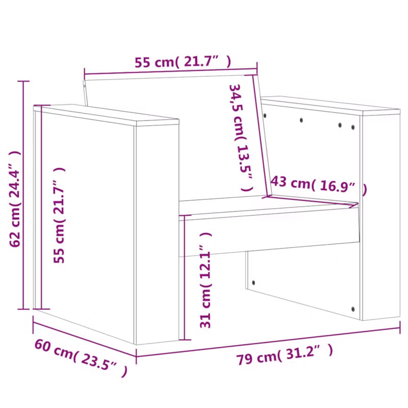 Havelænestol 79x60x62 cm Brun Træ | WM-832368