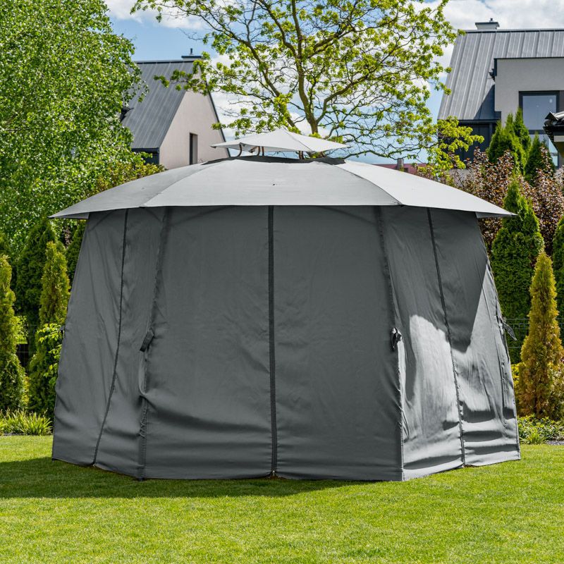 Havepavillon Gavi Rund Ø360 cm Grafitgrå