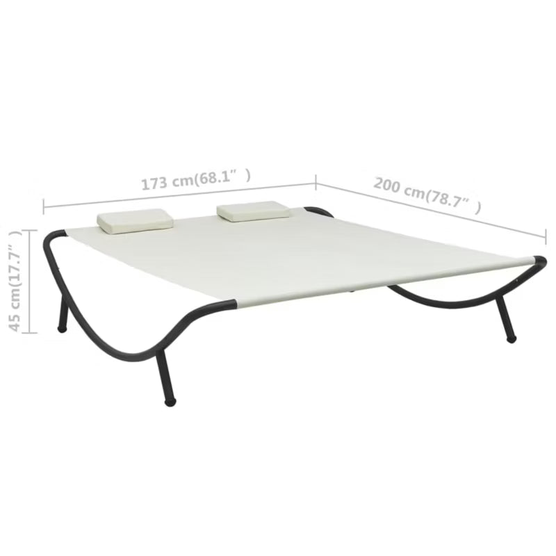 Haveseng 200x173 cm Creme Stål med Hynder